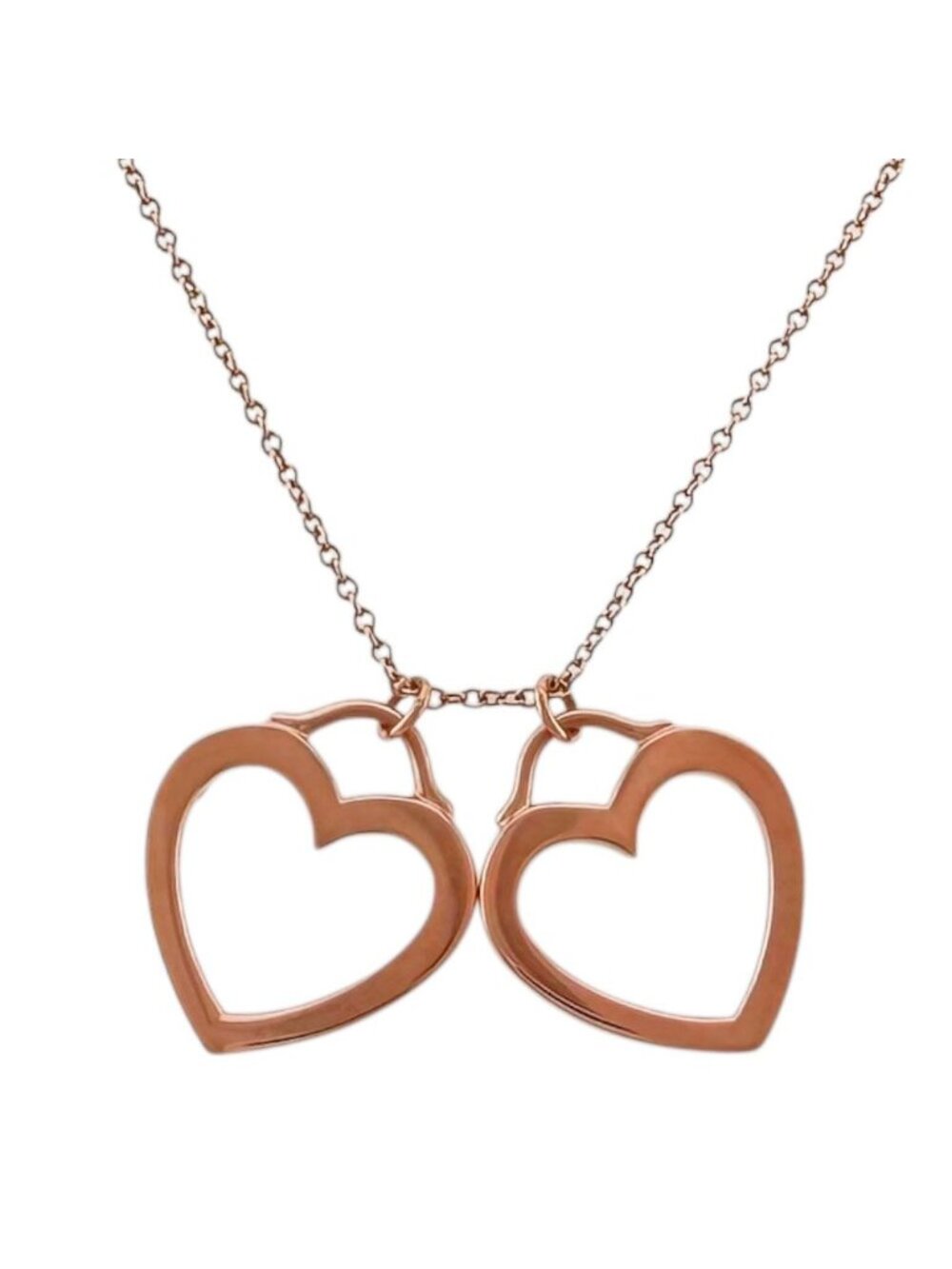 Tiffany & Co Sentimental Double Heart Necklace 18k Pink Gold
